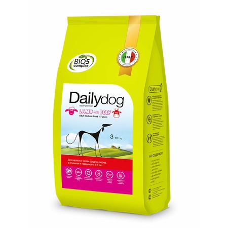 Dailydog Adult Medium Breed сухой корм для собак средних пород, с ягненком и говядиной - 3 кг  Превью