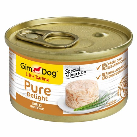 GimDog Pure Delight влажный корм для собак мелких и миниатюрных пород, из цыпленка, кусочки в желе, в консервах - 85 г  Превью