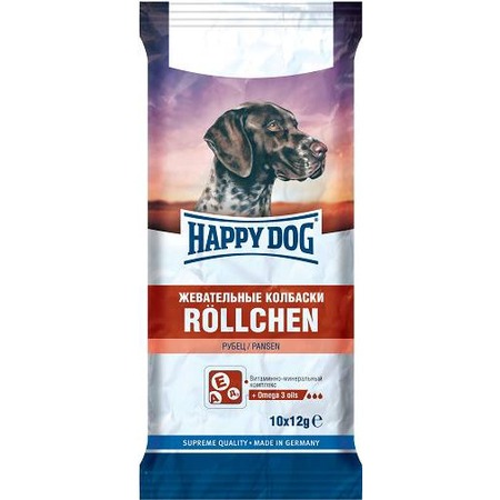Лакомство Happy Dog Жевательные колбаски с рубцом для взрослых собак всех пород - 120 г  Превью