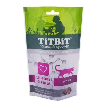 TiTBiT Хрустящие подушечки для кошек с мясом индейки для здоровья сердца - 60 г  Превью
