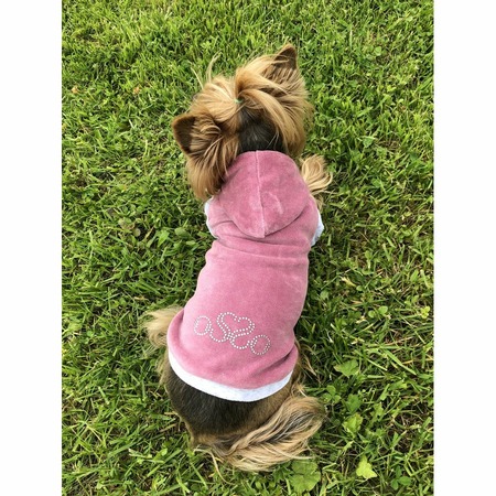 Толстовка с капюшоном OSSO-fashion для собак любого возраста миниатюрных мелких и средних пород из велюра розового цвета - р. 32 Дополнительное Превью